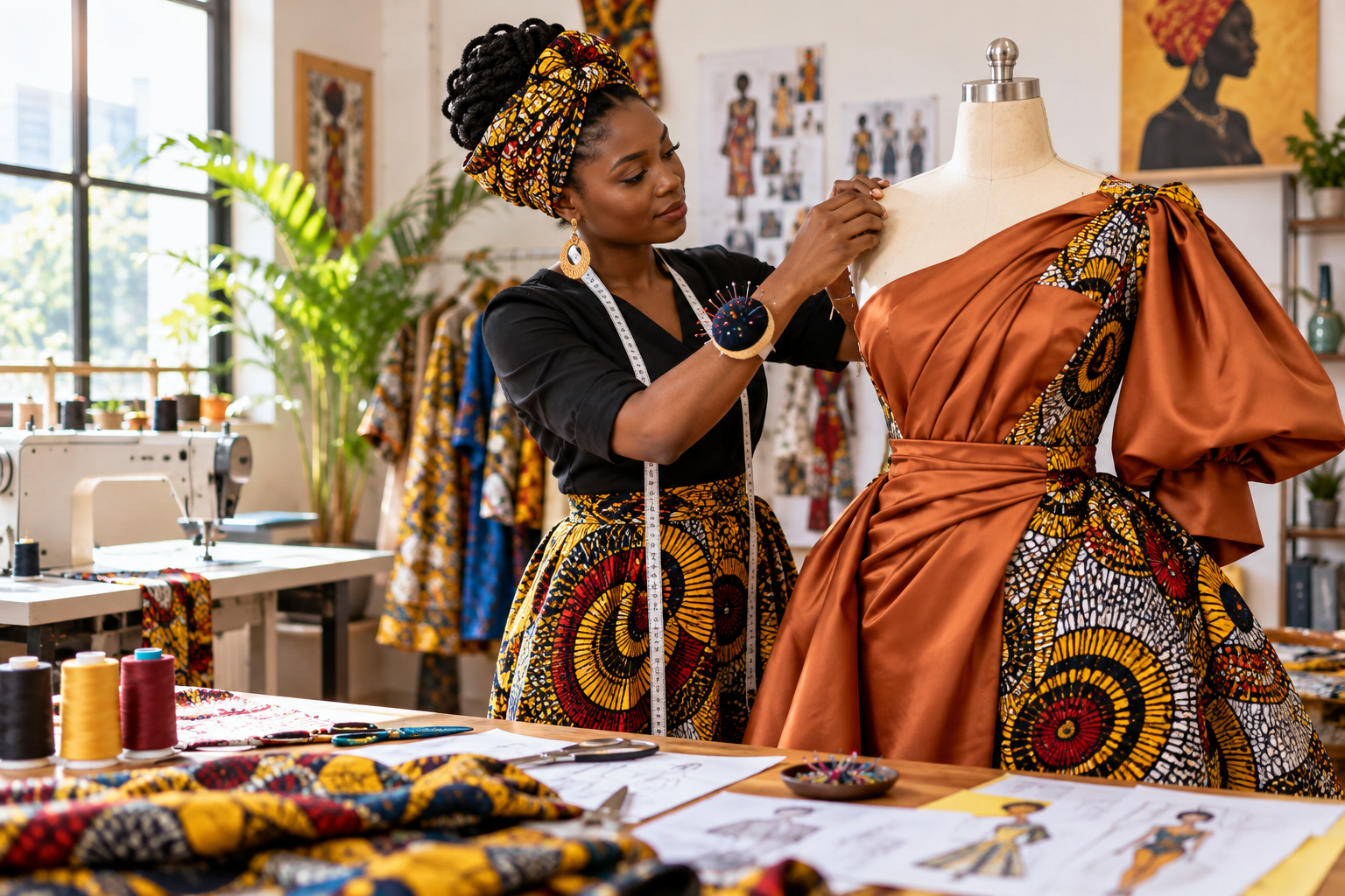 Illustration : confection dans un atelier de mode.